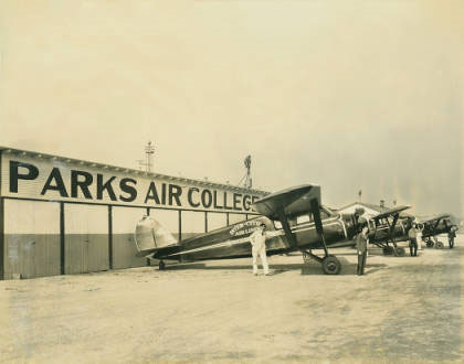 Parks College Aircraft on Ramp, 1937 (Source: SLU)