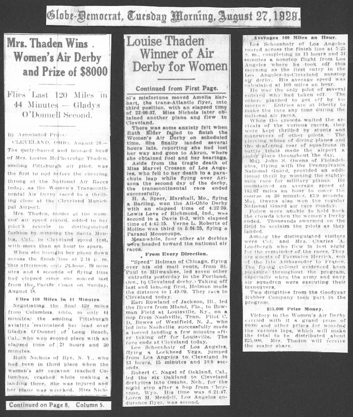 St. Louis Globe-Democrat, August 29, 1929 (Source: Bowden)