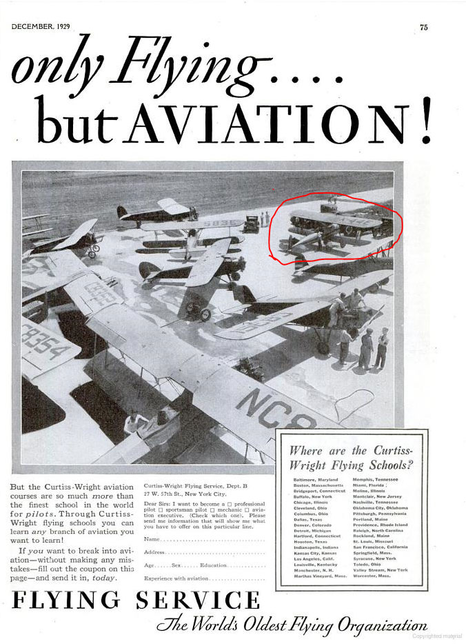 Rearwin NX44E in Aeronautics Magazine, December, 1929 (Source: Web)