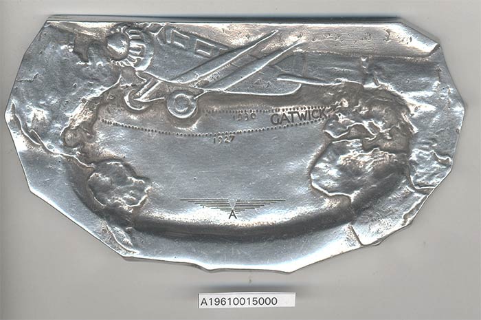 Ashtray Fashioned From Gas Tank Metal of the "Columbia," Bellanca NX237 (Source: NASM) 