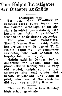 Greeley Daily Times (CO), May 27, 1938 (Source: Woodling)