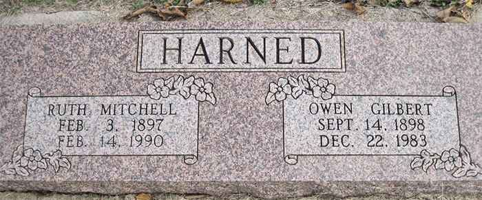 Harned Family Head Stone, Ca. 1990 (Source: findagrave)