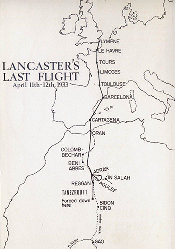 Lancaster's Fateful Route, 1933 (Source: Link) 