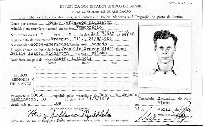 Brazil Immigration Form, April 11, 1947 (Source: ancestry.com) 