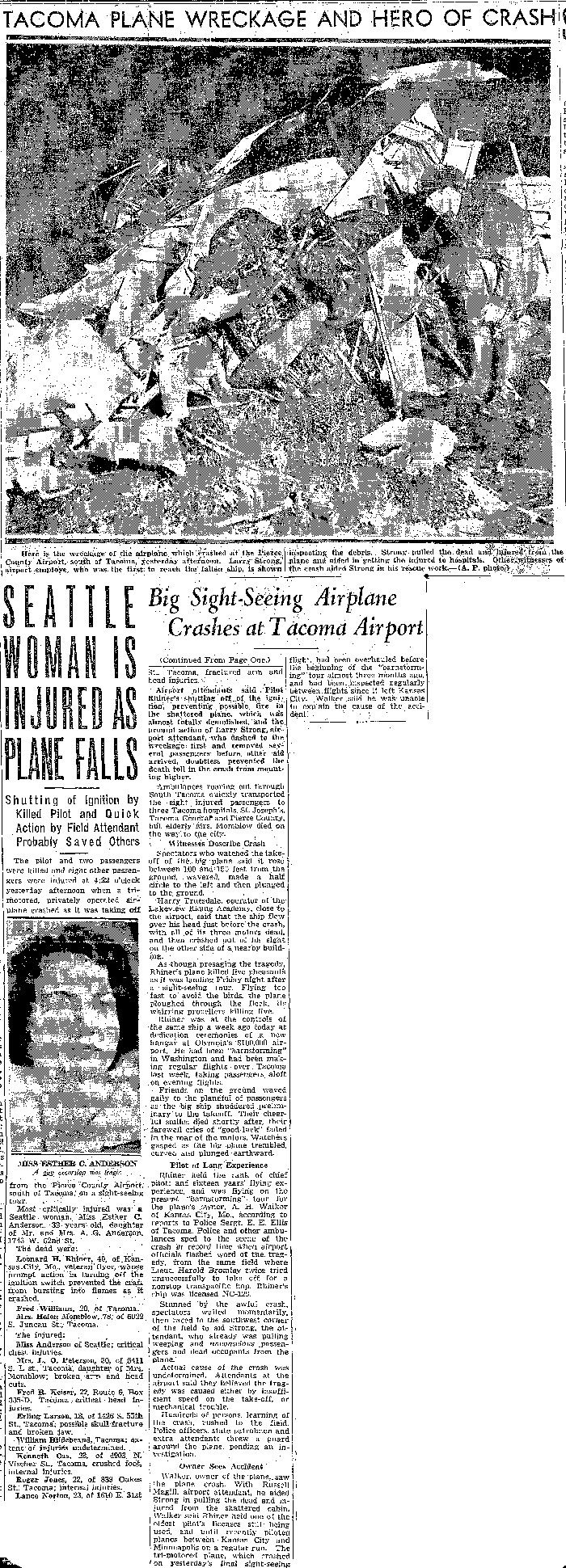 Seattle Sunday Times of October 24, 1937 (Source: Seattle Times via Woodling)