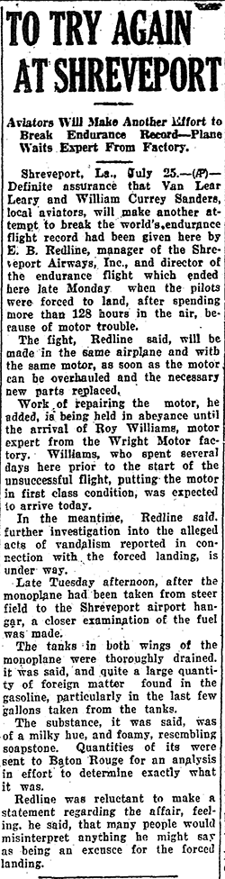 Biloxi/Gulfport Daily Herald (MS), July 25, 1929 (Source: Woodling)
