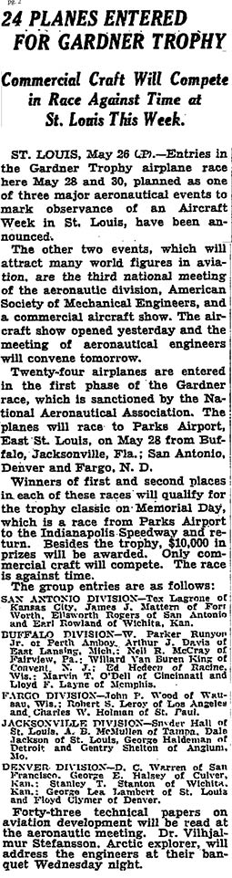 The New York Times, May 27, 1929, Gardner Race (Source: NYT via Woodling)
