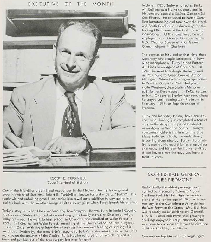 R.E. Turbiville Featured in the Piedmonitor, September, 1954 (Source: Woodling)